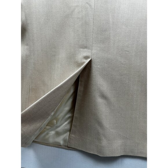 Haggar Black Label Blazer Mens 44L Beige 100% Silk Herringbone Sport Coat Luxury - Picture 9 of 9